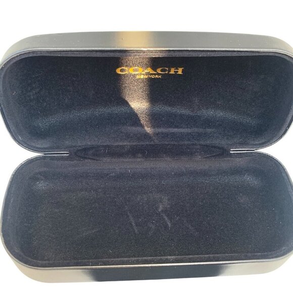 COACH Clamshell Protective Glasses Sunglasses Case Black Leather With Cloth - Picture 5 of 5